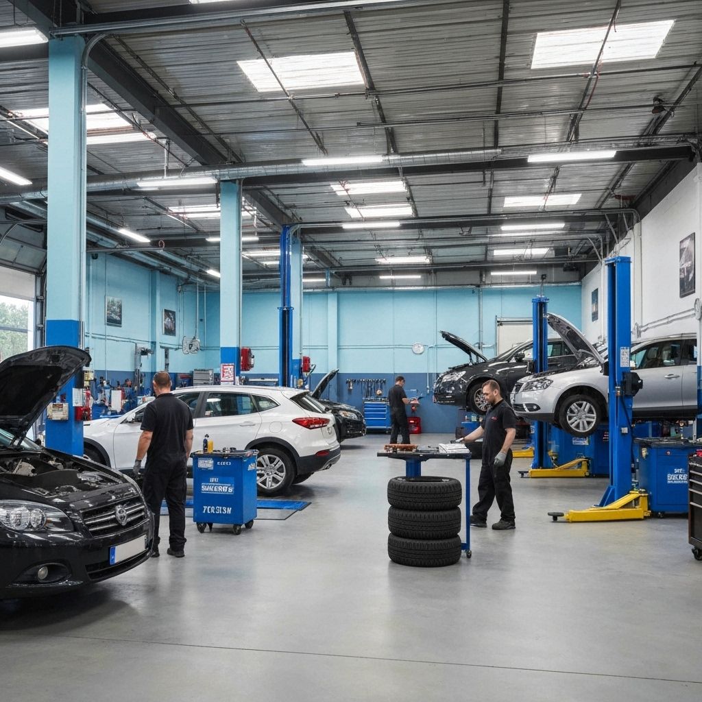 Moderne Autowerkstatt mit professioneller Ausstattung
